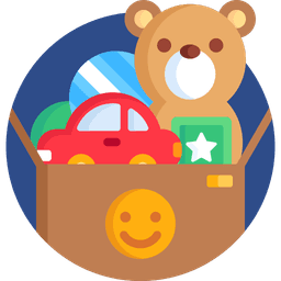 several toys inside a box